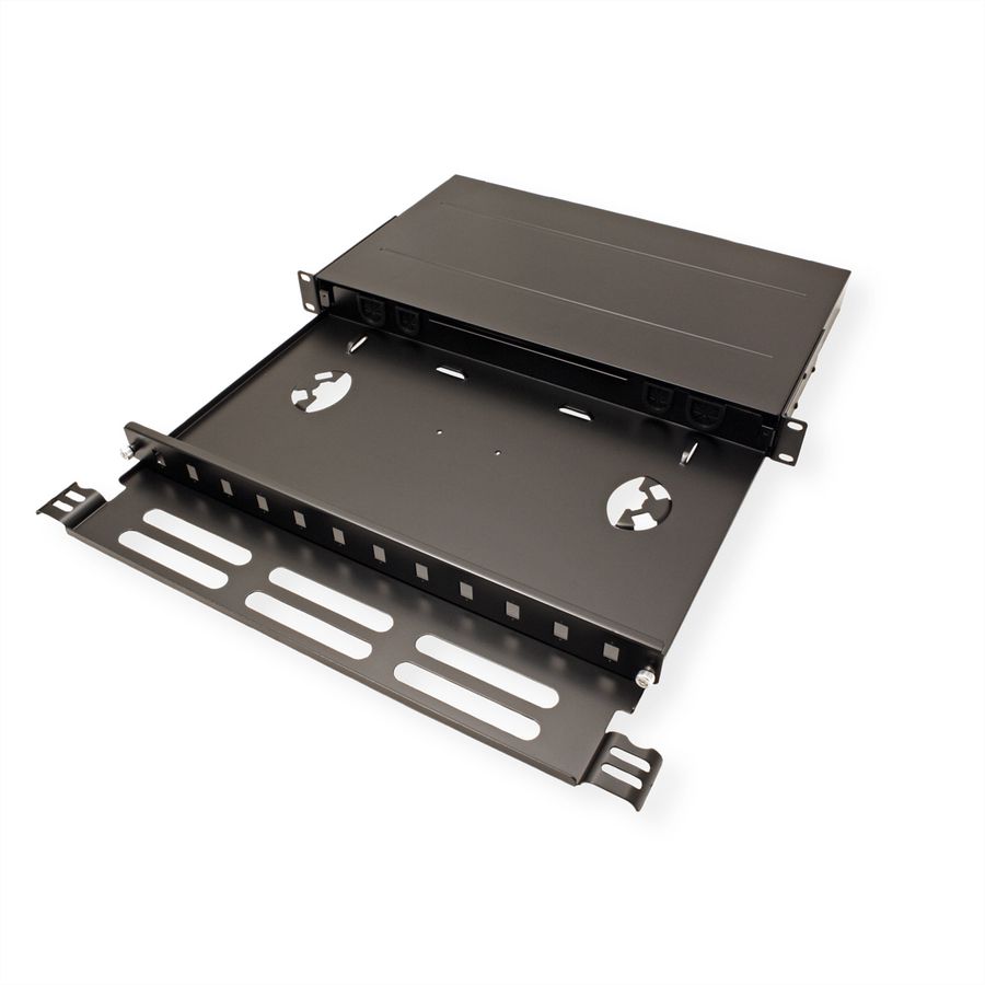 ROLINE 19''-LWL-Gehäuse leer, 1 HE, 12x SC-Simplex oder LC-Duplex, schwarz