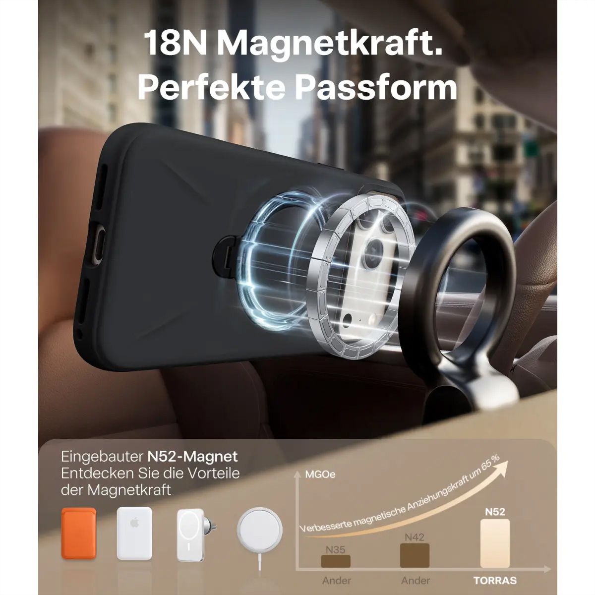 Torras Ostand Spin Softune Case, iPhone 17 Pro Max, MagSafe, noir