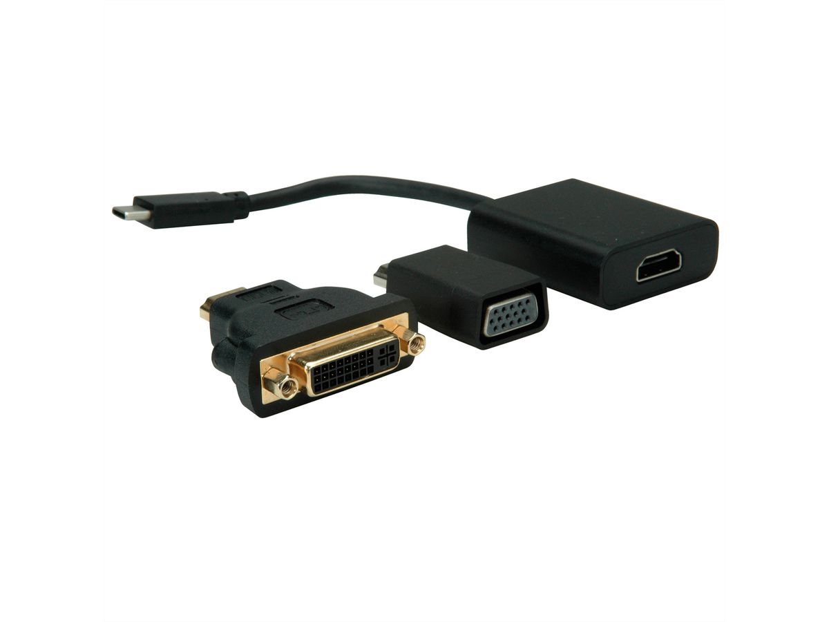 VALUE Display Adapter USB Typ C - VGA + HDMI + DVI