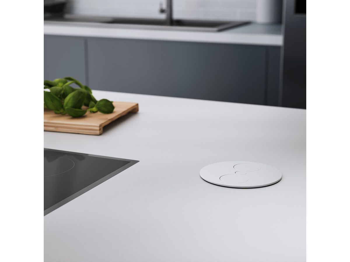 BACHMANN TWIST 1xUTE 1xUSB Chargeur courant 2,0m AEH,RAL9010 30GE