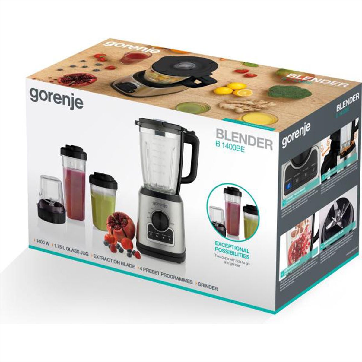 Gorenje Standmixer B1400BE, 1400W, 1,5L, schwarz/silber