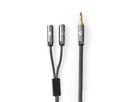 Nedis Stereo-Audiokabel, 3.5mm, 1x ST, 2x BU, grau, 0.2 m
