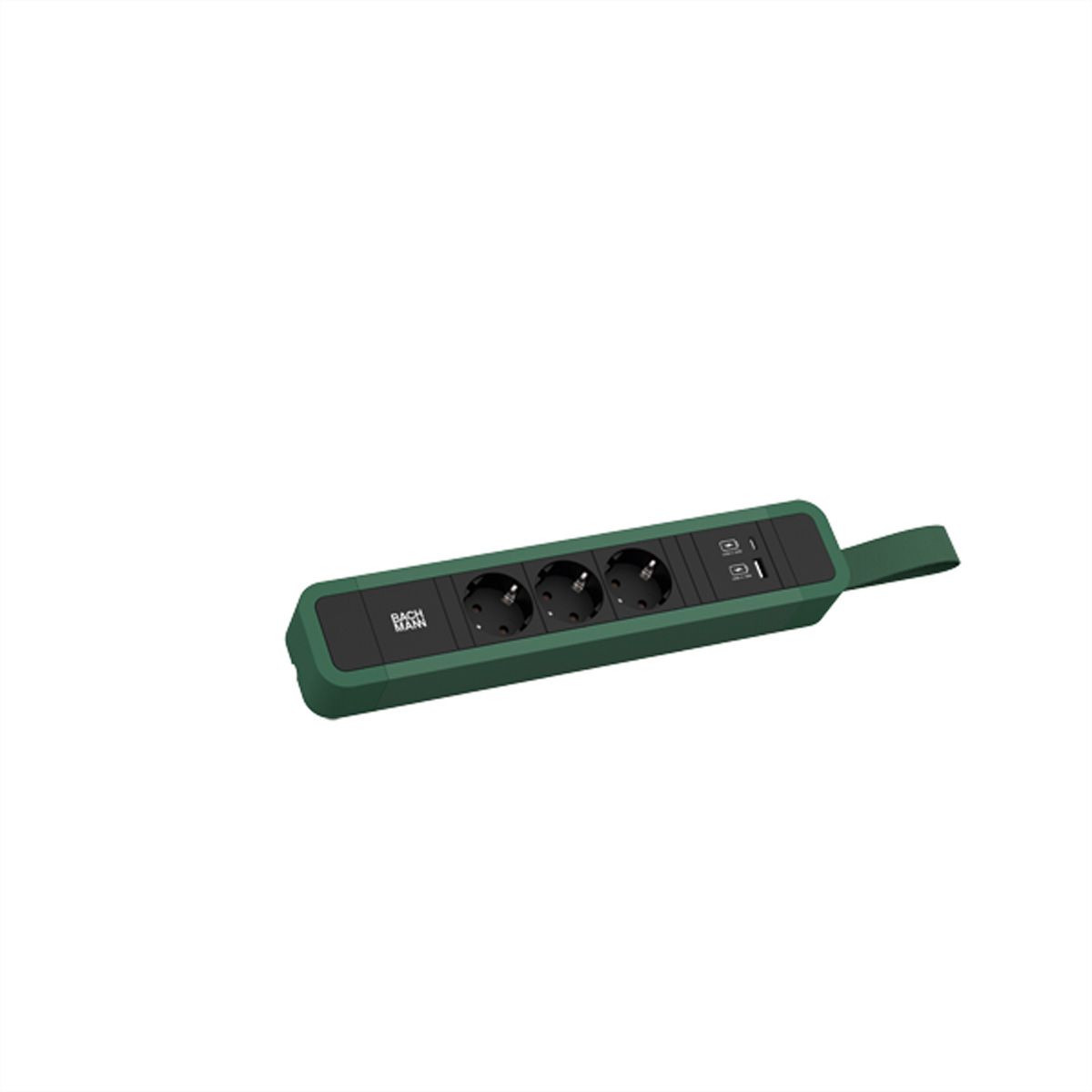 BACHMANN PRIMO 2 3xCEE7/3 1xUSB A/C 22W mit Schlaufe 2m CEE7/7 RAL6028