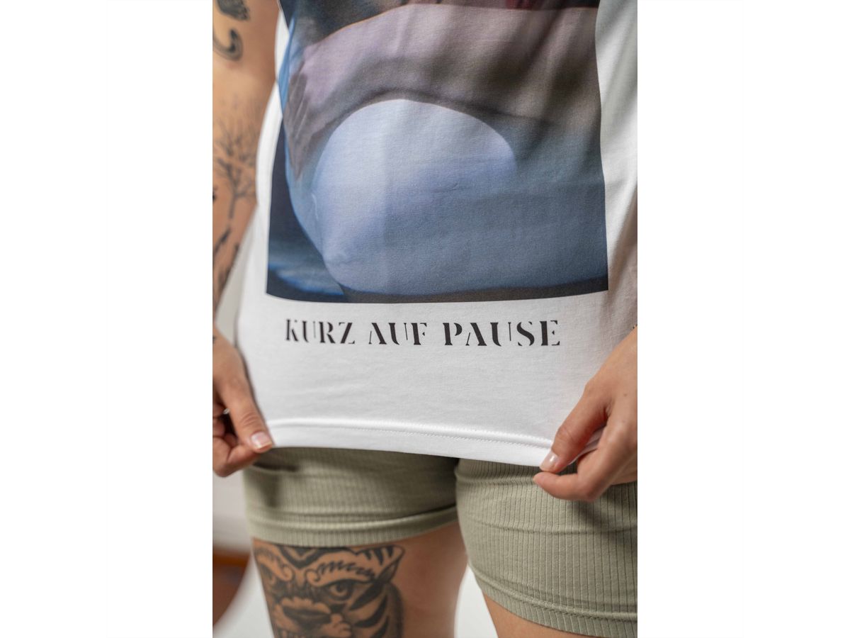 Kurz auf Stop Shirt weiss (Unisex), XL
