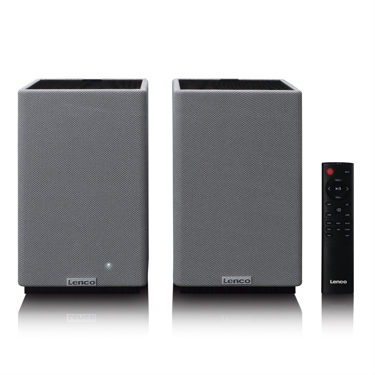 Lenco Aktiv Lautsprecher, 2x40W, Wood,, BT, opt.In, USB, AUX, SUB-Out, IR-FB.