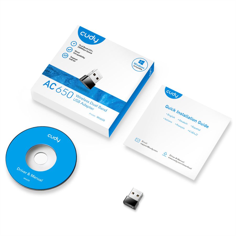 CUDY WU650 AC650 Adaptateur WiFi Mini USB