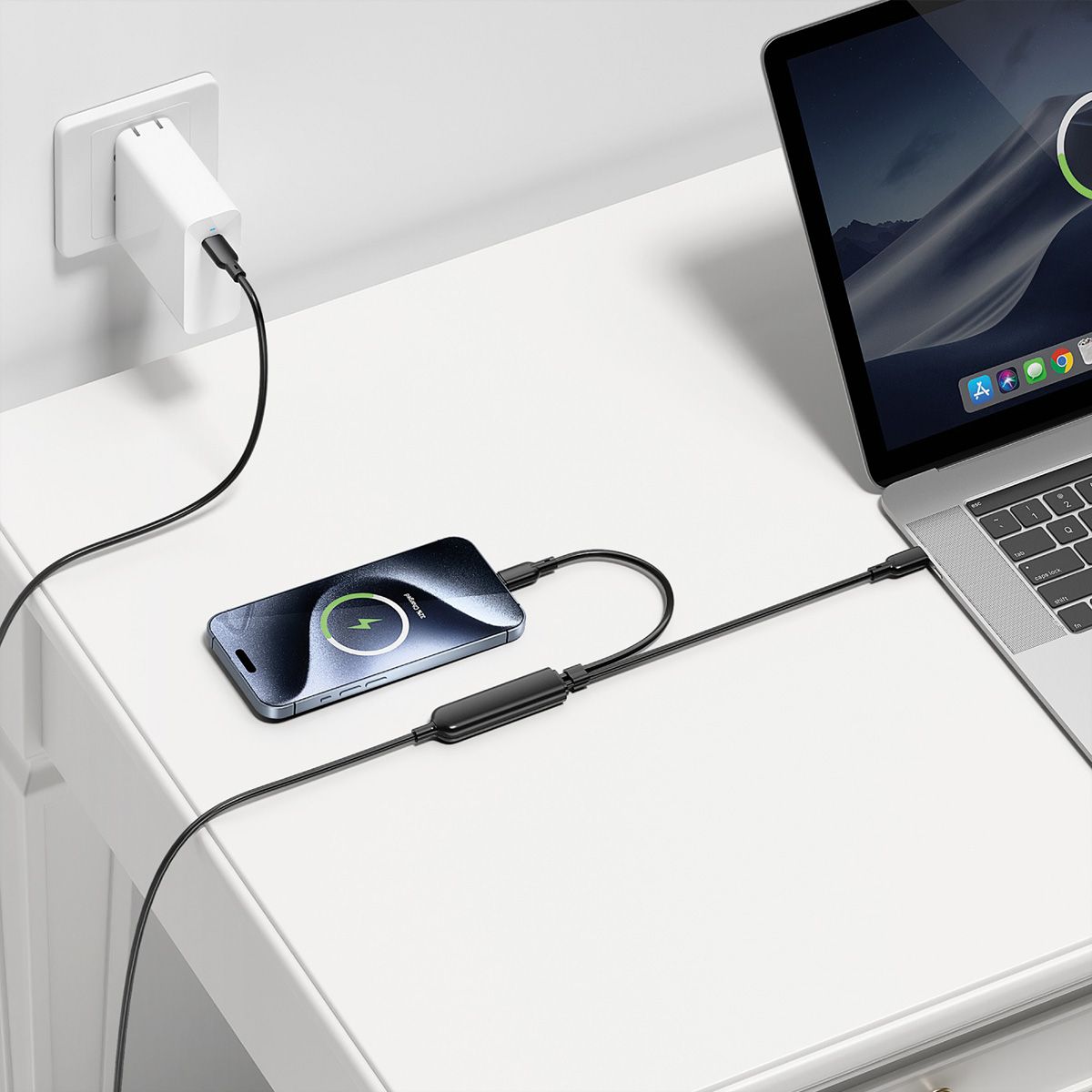 VALUE USB Typ C Split-Ladekabel, C - 2x C, ST/ST, max. 100W, schwarz, 1,8 m