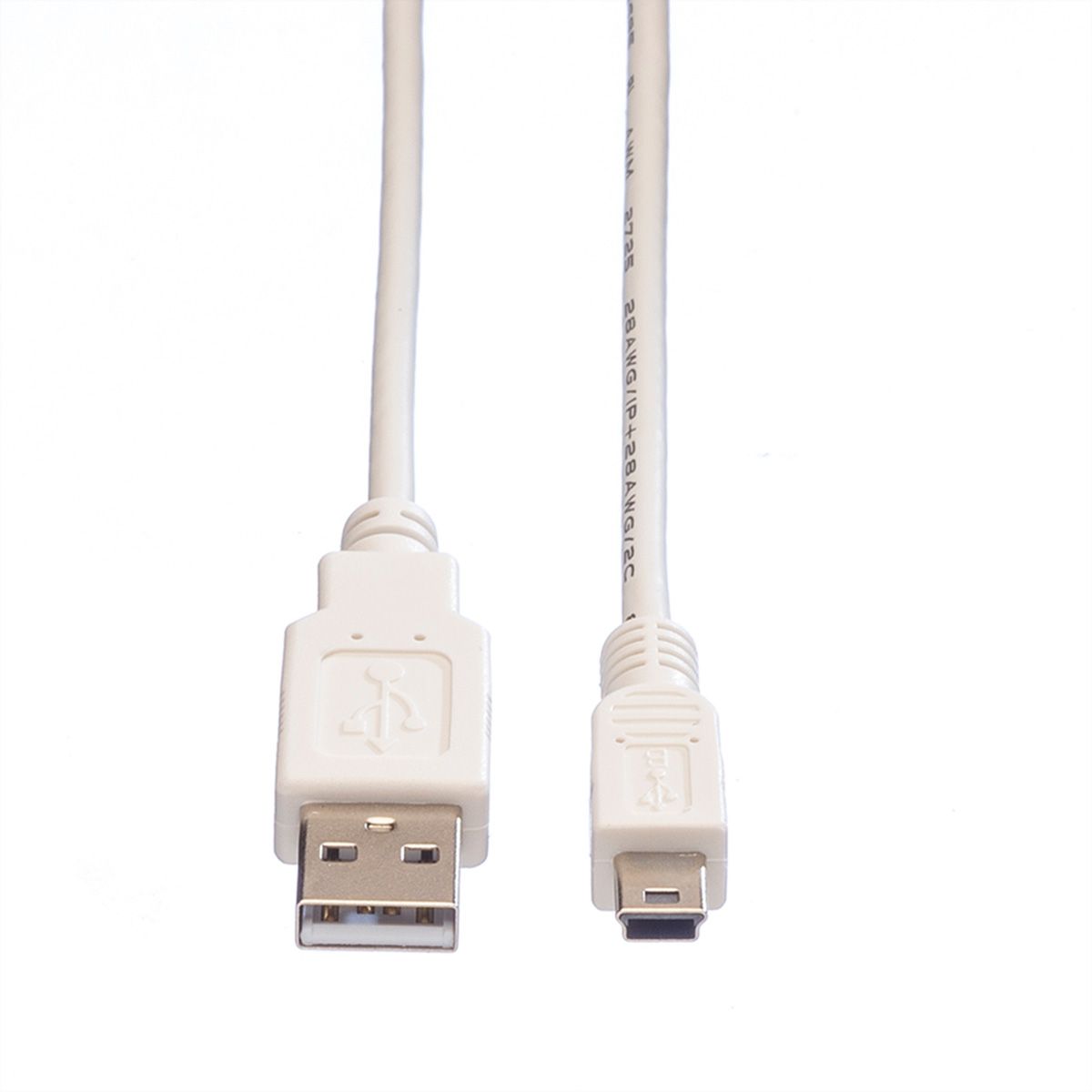 VALUE Câble USB 2.0, type A - mini 5-broches, blanc, 0,8 m