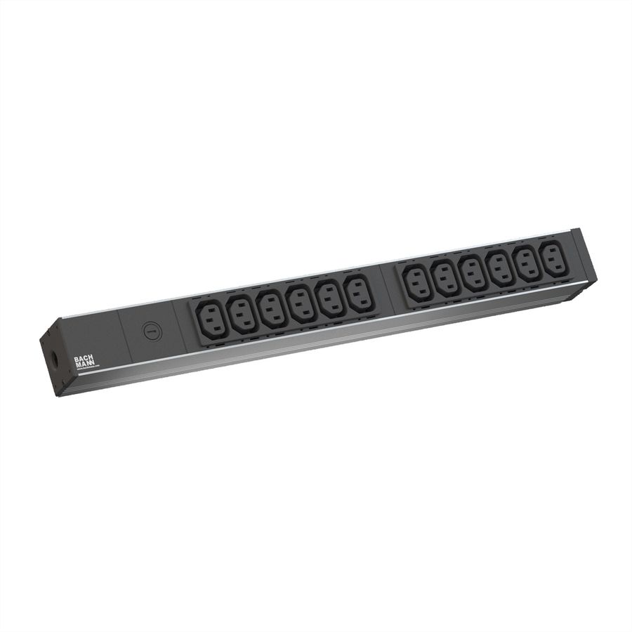 BACHMANN IT PDU ALU 19" 1HE 12 x C13 Buchse, Zuleitung C14 Stecker