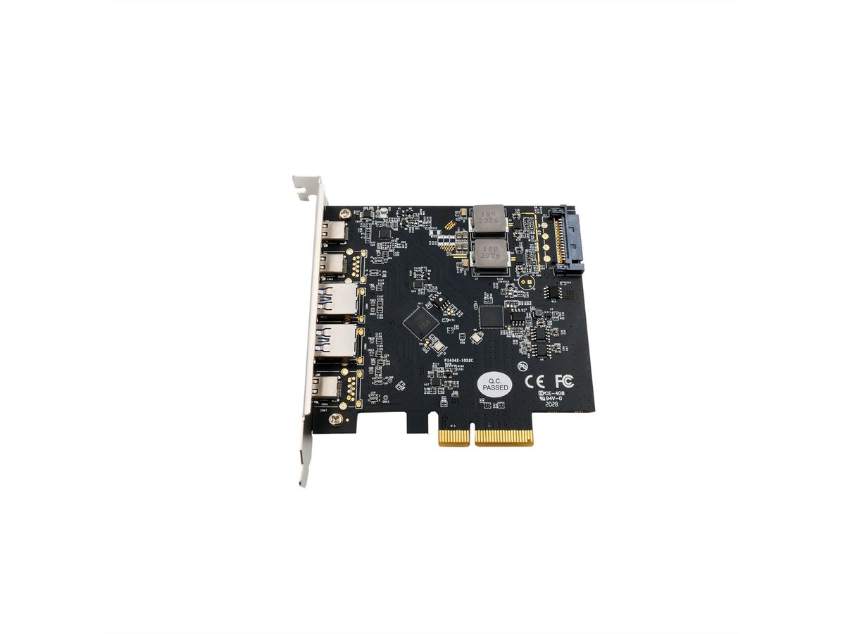 EXSYS EX-12007 Carte USB 3.2 Gen2 PCIe, 3 ports type C, 2 ports type A