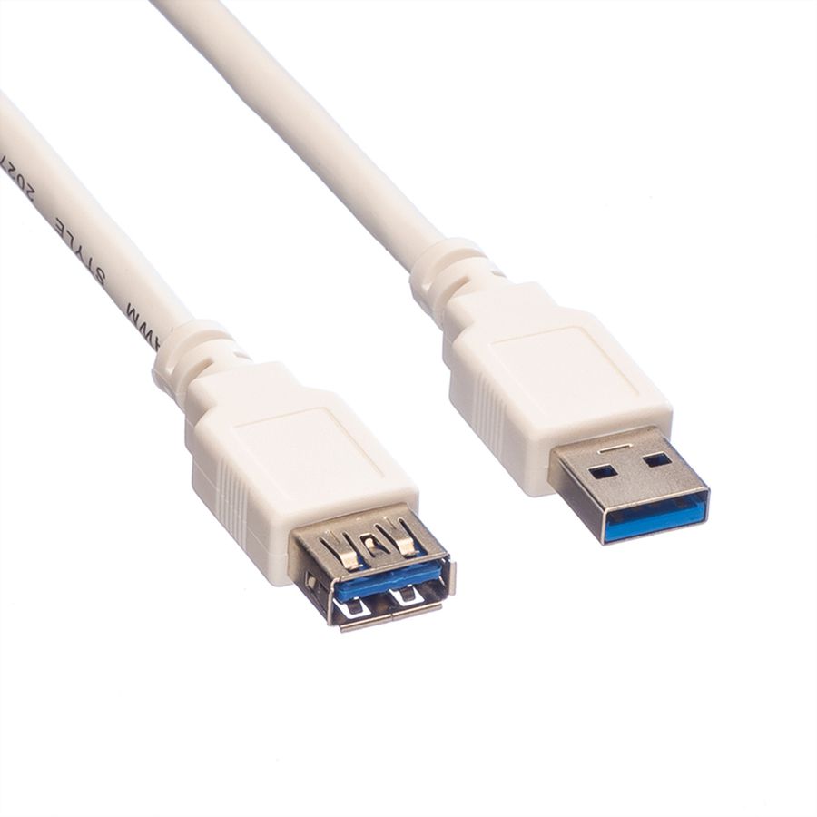 VALUE Câble USB 3.2 Gen 1 Type A-A, M/F, blanc, 0,8 m