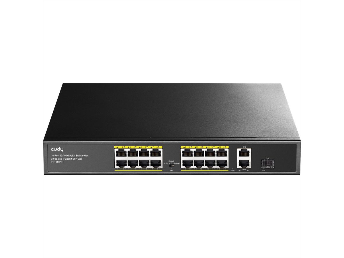 CUDY FS1018PS1 Switch 16 ports 10/100M PoE+, 2 ports Gigabit Uplink 1 SFP  200W
