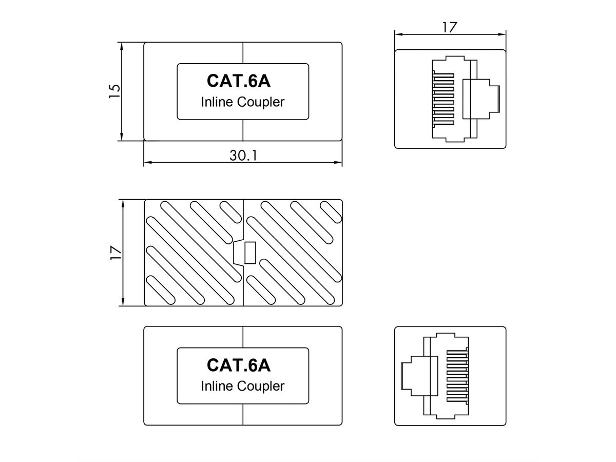 VALUE Coupleur RJ-45 non blindé, Cat.6A/Classe EA, blanc