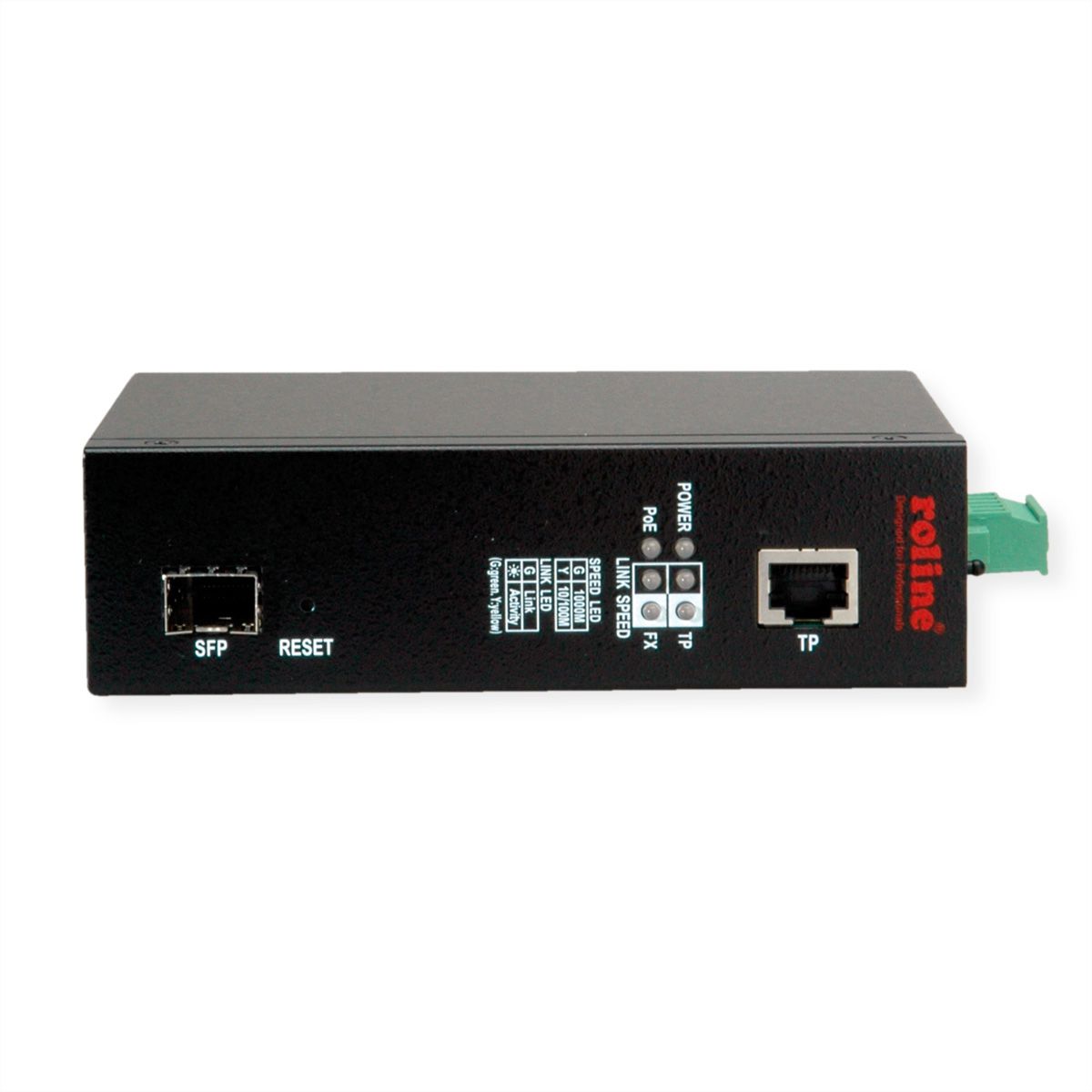 ROLINE Industrie Konverter Gigabit Ethernet - Dual Speed 100/1000 Fiber, mit PoE Funktion