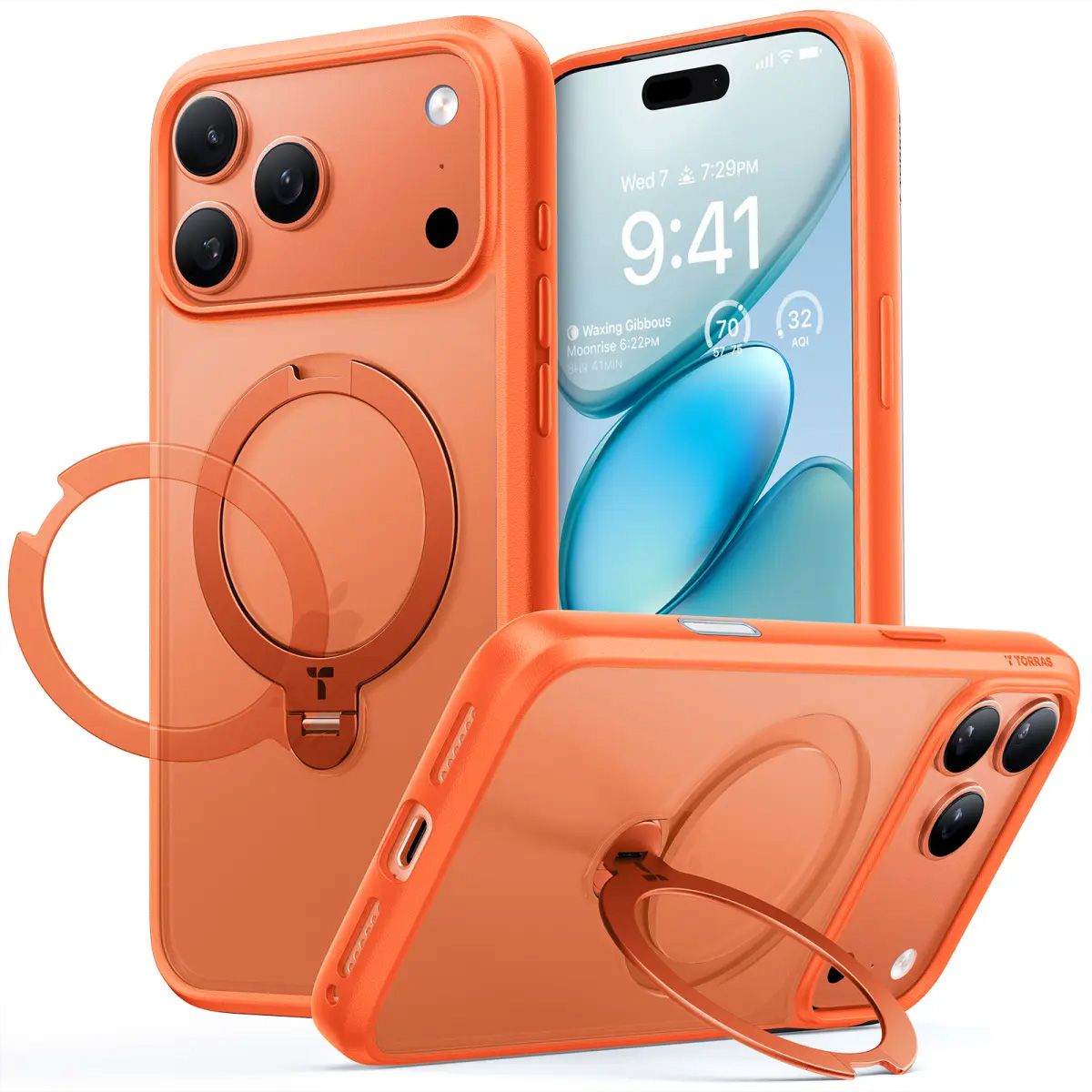 Torras UPRO Ostand Spin Schutzhülle, iPhone 17 Pro Max, MagSafe, orange