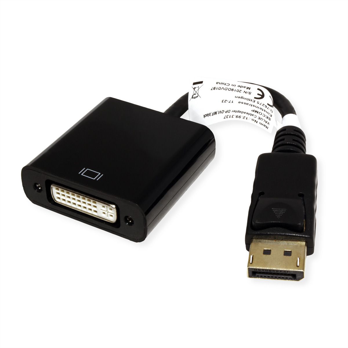 VALUE DisplayPort - DVI Adapter, DP ST - DVI BU