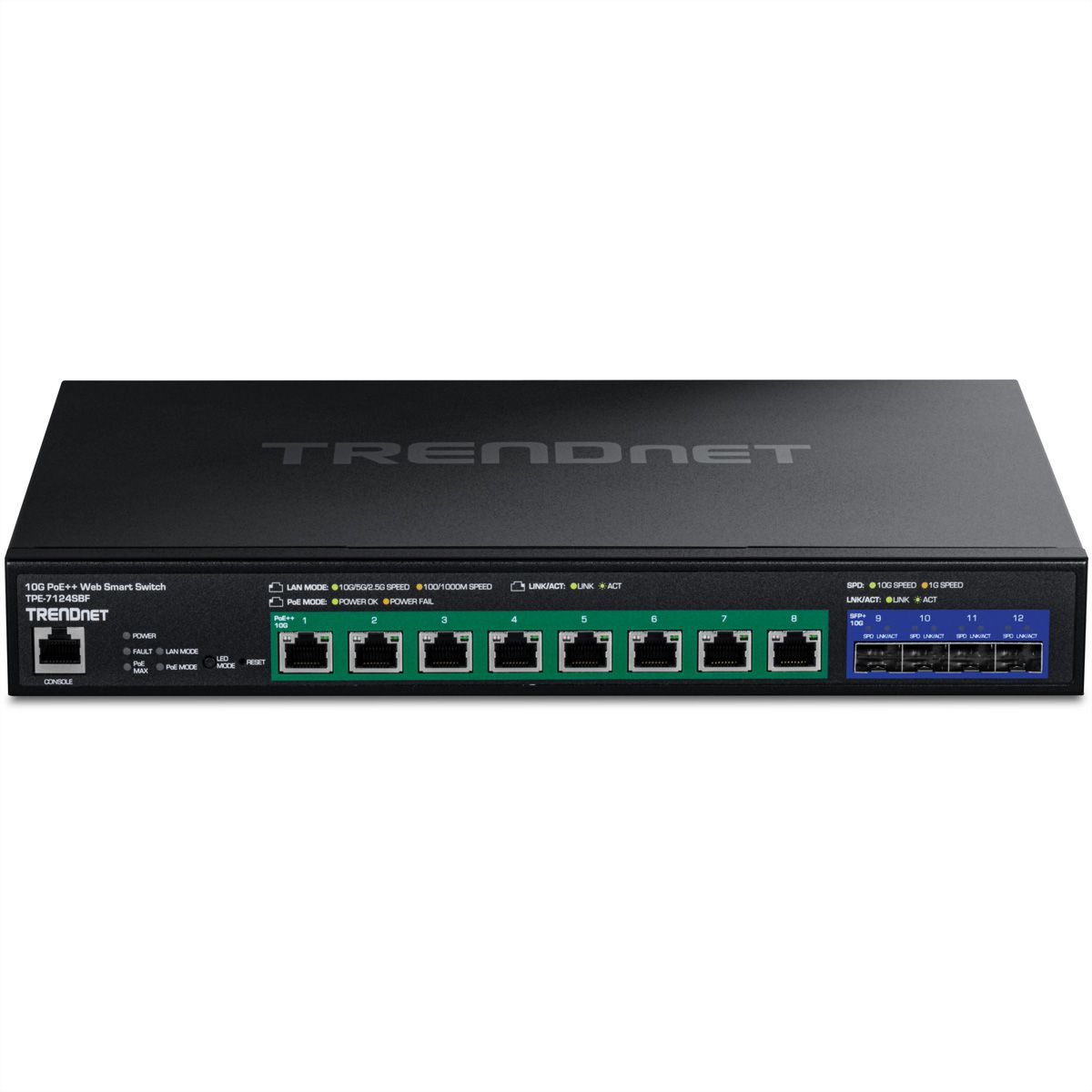 TRENDnet TPE-7124SBF Switch Web Smart PoE++ 10G à 12 ports (720W)