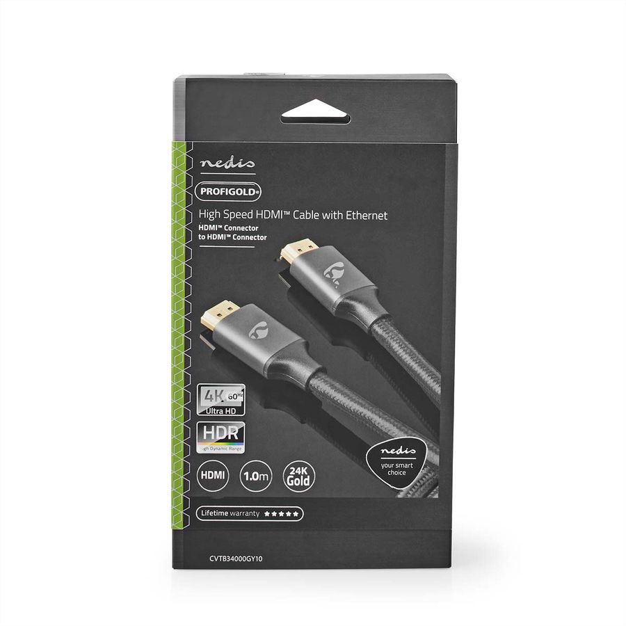 Nedis HDMI High Speed Kabel mit Ethernet, grau, 1 m