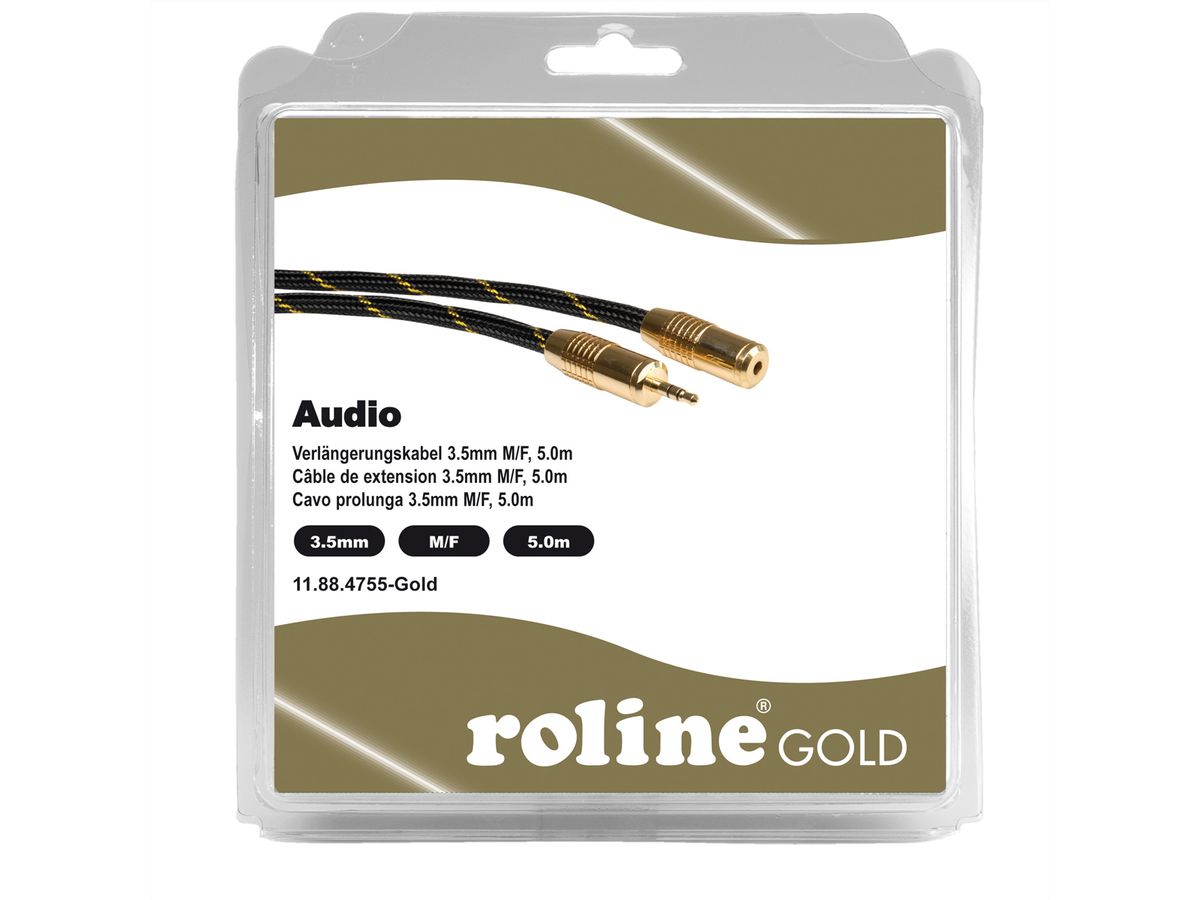 ROLINE GOLD 3,5mm Audio-Verlängerungskabel ST/BU, Retail Blister, 5 m