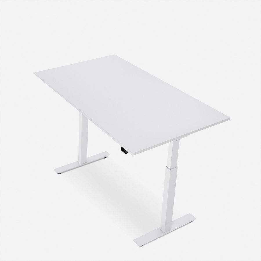 WRK21 Bureau Smart 160 x 80 cm, Hauteur réglable, Blanc uni / Blanc