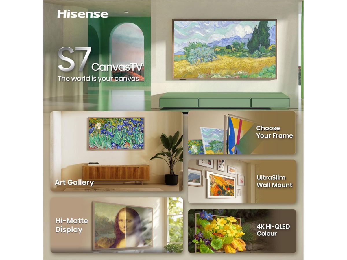 Hisense TV 65S7DS 65", QLED 4K, 144Hz, Canvas TV