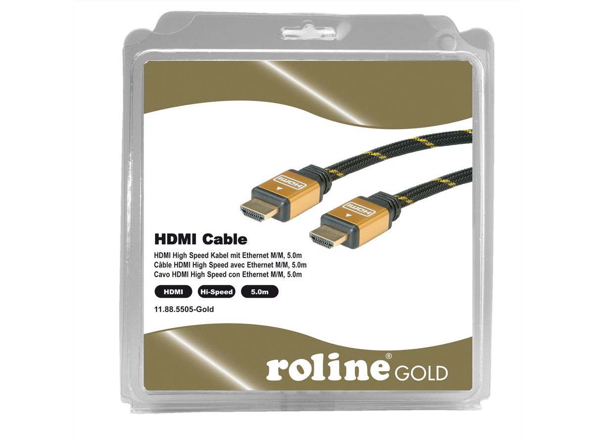 ROLINE GOLD HDMI High Speed Kabel mit Ethernet, Retail Blister, 5 m