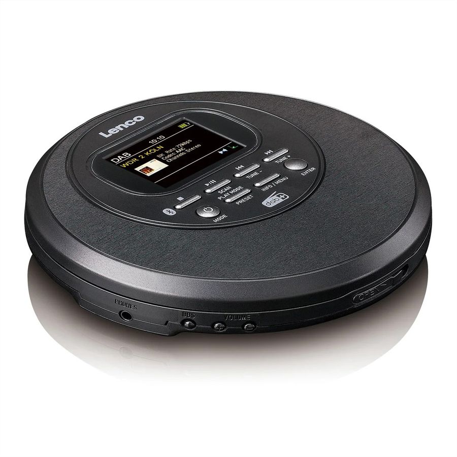 Lenco CD/MP3 Player CD-500BK schwarz , Discman mit DAB, BT und farbigem TFT