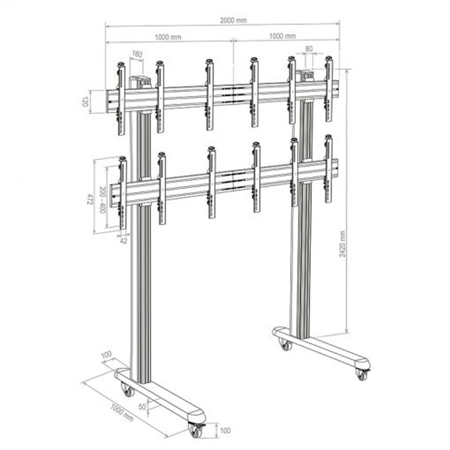 Hagor Wandhalterung HA-VWT 3 x 2 Portrait, Videowall-Trolley, schwarz