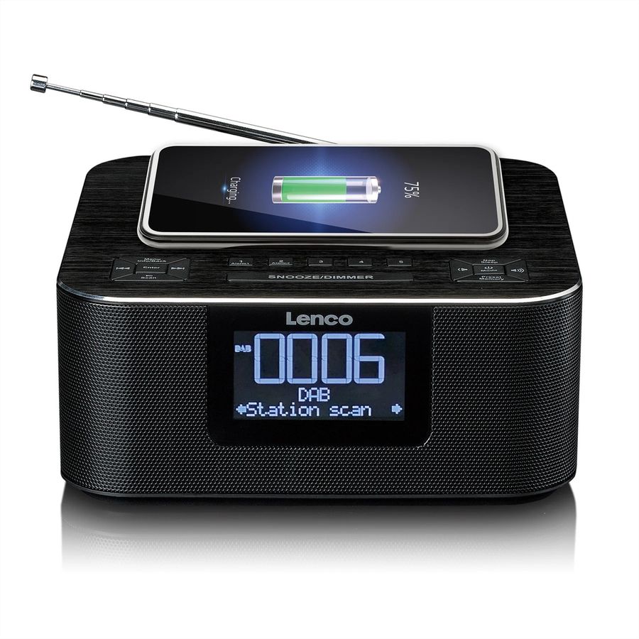 Lenco radio-réveil CR-650, DAB+, noir, BT et fonction de charge sans fil, noir