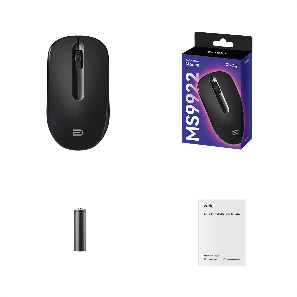 CUDY MS9922_Black Souris sans fil 2.4G