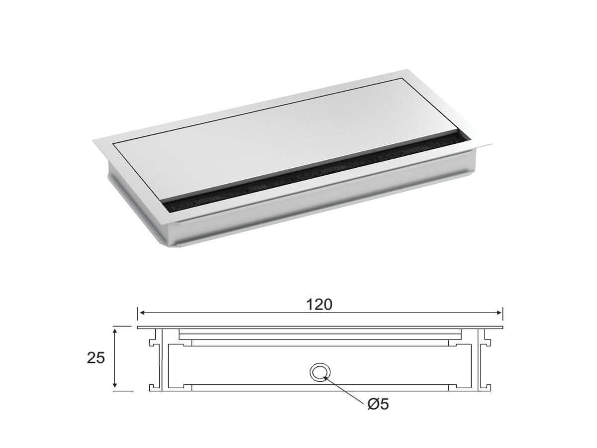 BACHMANN LOOP SQUARE Kabeldurchführung, 240mm, silberfarben