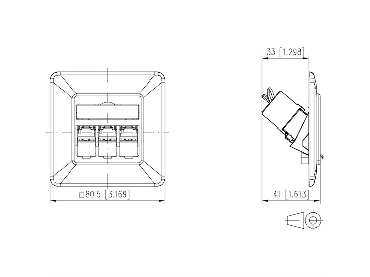 METZ CONNECT C6Amodul 3 ports 180°M UP blanc pur