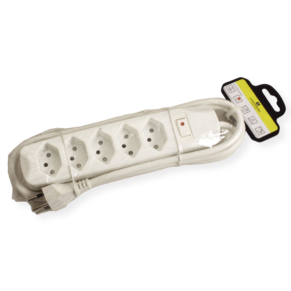 BLANK Steckdosenleiste, 5fach T13, mit Schalter, weiss