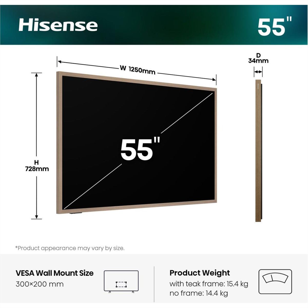 Hisense TV 55S7DS 55", QLED 4K, 144Hz, Canvas TV