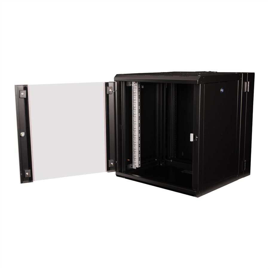 ROLINE 19-Zoll Wandgehäuse Pro 12 HE, 600x600 BxT zweiteilig schwenkbar schwarz