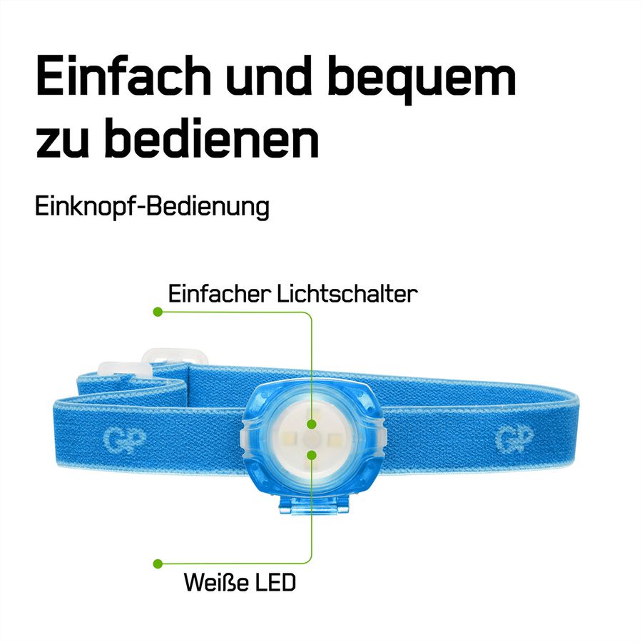 GP Discovery lampe frontale Kids bleu, 40lm