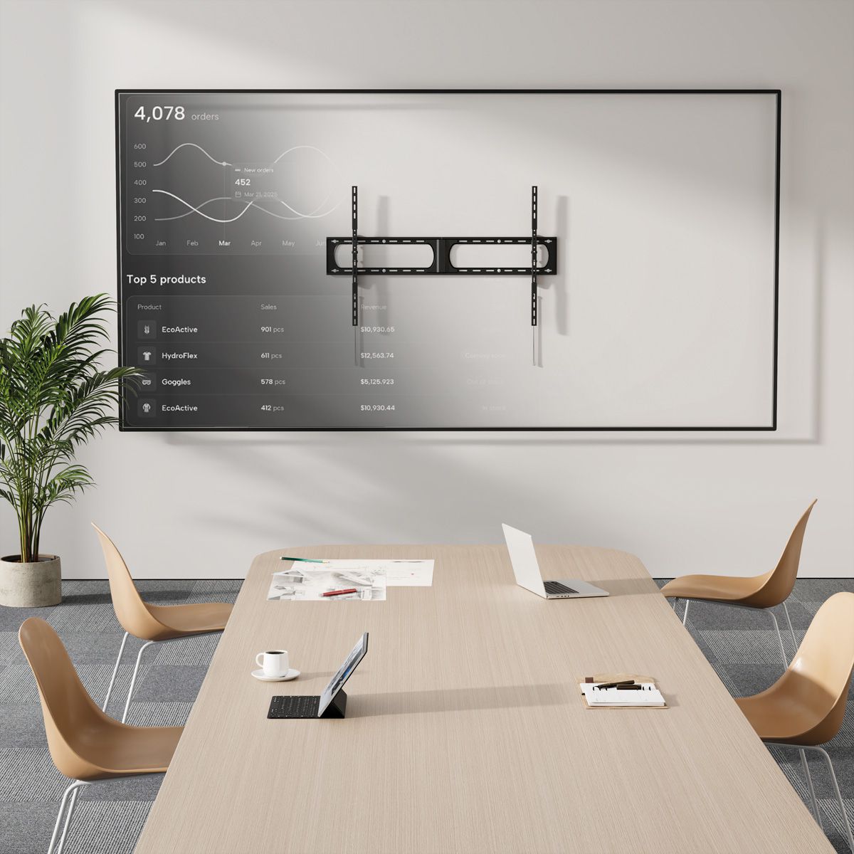 VALUE Support mural TV, Très robuste, fixe, 37–140 pouces, jusqu'à 125 kg