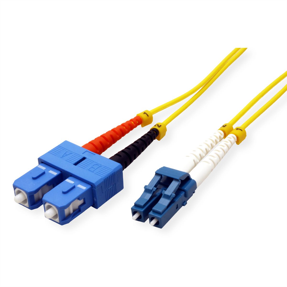 ROLINE LWL-Kabel Duplex, Single Mode 9/125µm OS2, LC/SC, LSOH, gelb, 2 m