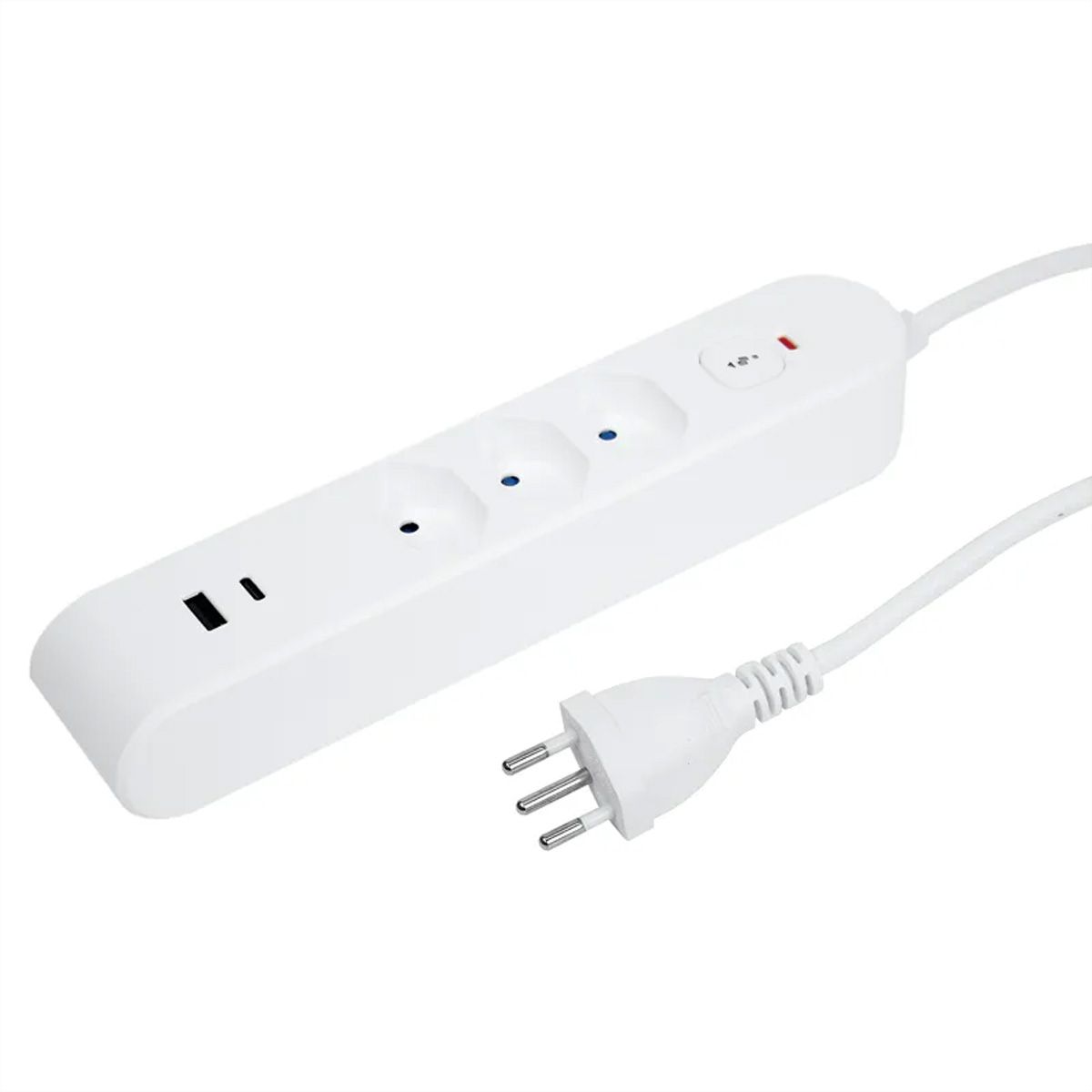 Steffen Bloc multiprises de bureau Alu Desk, 2x T13, 1x USB-A, 1x USB-C, 1.5m, blanc