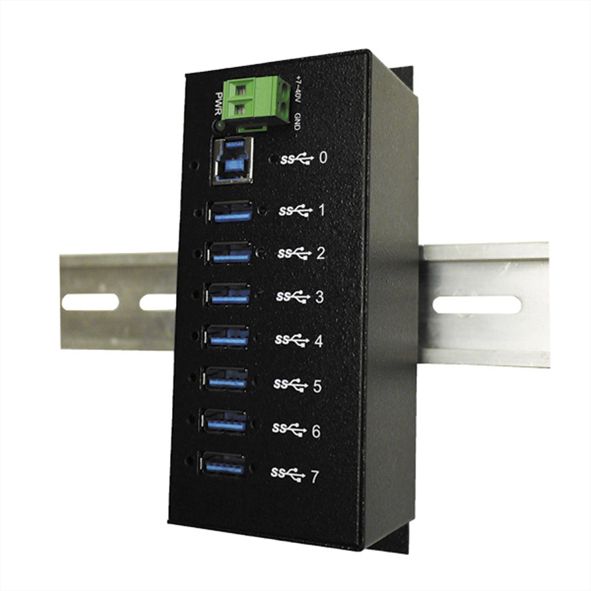 EX-1187HMVS hub USB 3.2 Gen1 à 7 ports, kit rail DIN