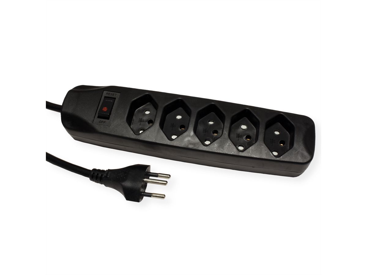 BLANK Steckdosenleiste, 5fach T13, mit Schalter, schwarz