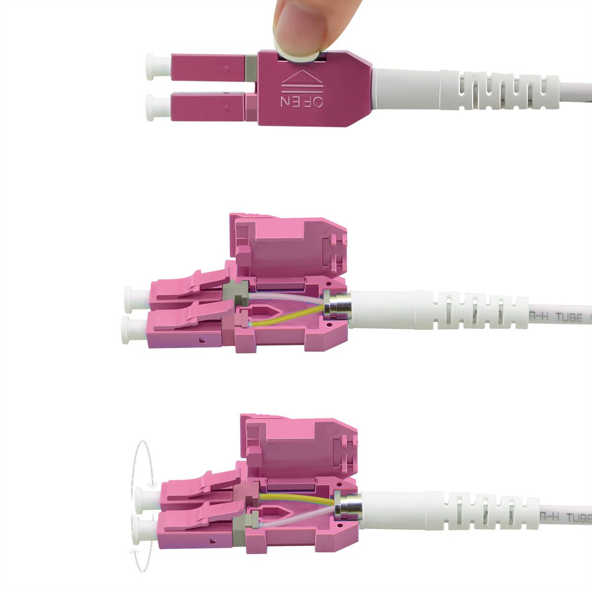 ROLINE LWL-Kabel duplex 50/125µm OM4, LC/LC, LSOH, UNIBOOT, violett, 3 m