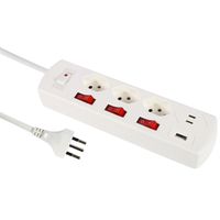 Schönenberger Prise multiple Principio+, 1xH/4xV, 5x T13, 2.0m,USB C, blanc