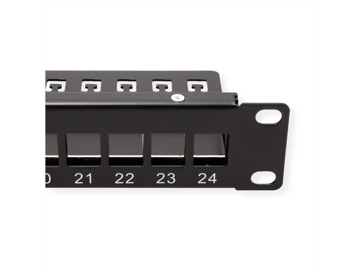 VALUE 19-Zoll-Keystone-Modulträger, 24 Ports, 1HE, geschirmt, schwarz