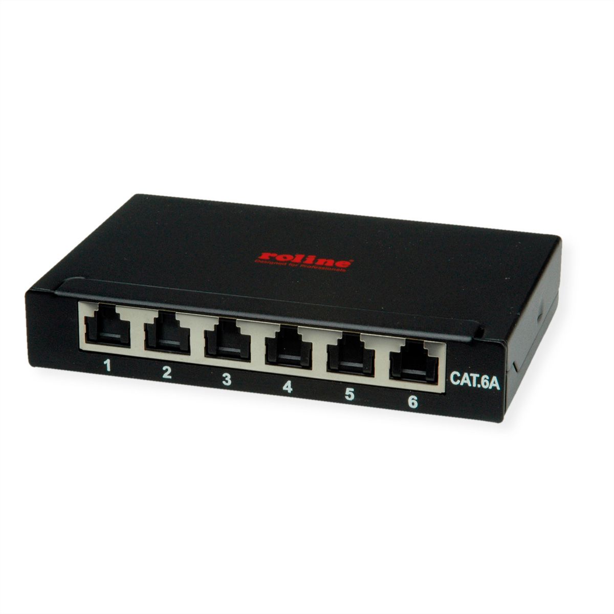 ROLINE Mini-Patchpanel, Cat.6A (Class EA), 6x RJ45, 0,5HE, geschirmt, schwarz