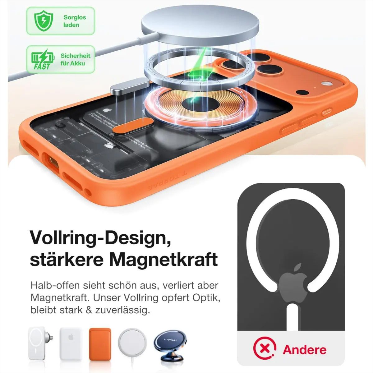 Torras Guardian Case, iPhone 17 Pro, Magsafe, orange