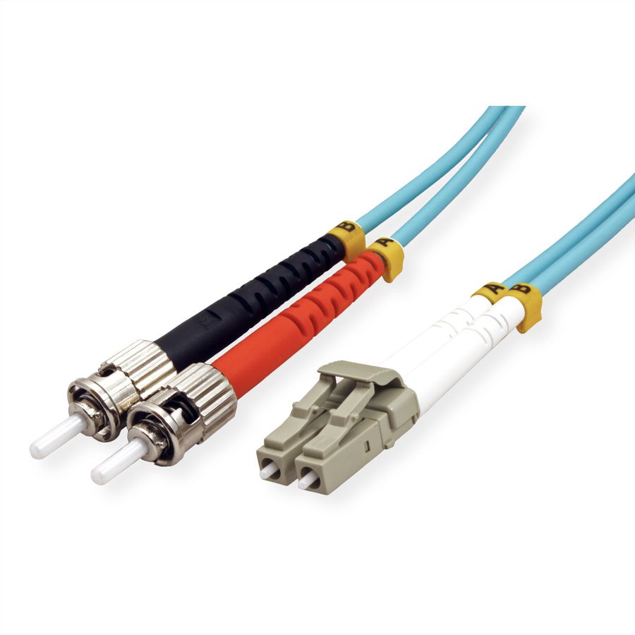 VALUE LWL-Kabel 50/125µm OM3, LC/ST, LSOH, türkis, 0,5 m