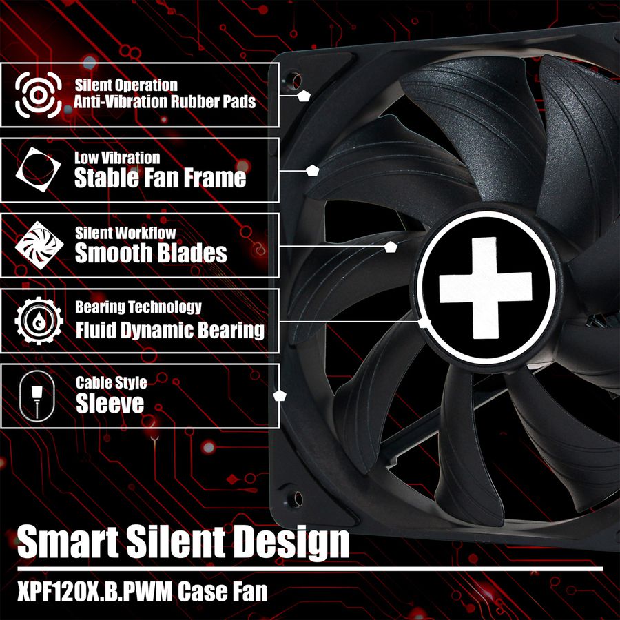 Xilence XPF120X.B.PWM 120mm PWM FDB Ventilateur de boîtier, 4PIN
