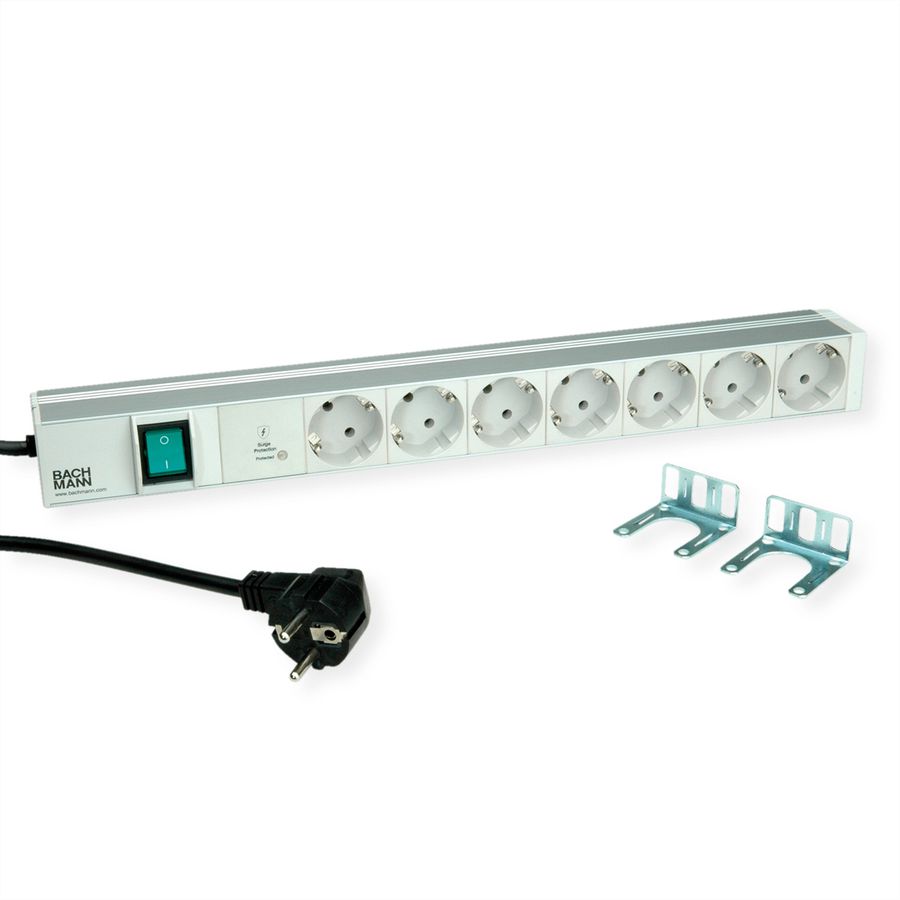 BACHMANN 19" 1UH 7xCEE7/3 1xSPD-Plus 1xcommutateur 2,0m CEE7/7