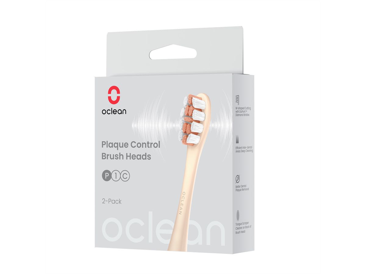 Oclean Tête rechange Plaque Control P1C8, X Pro, or, 2er Pack